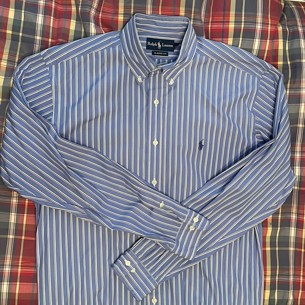Men’s Ralph Lauren Classic Fit cotton dress shirt LS Blue 15.5 - 34/35 23”ptp